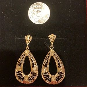 Stamped 14K Fancy Egyptian Dangle Earrings